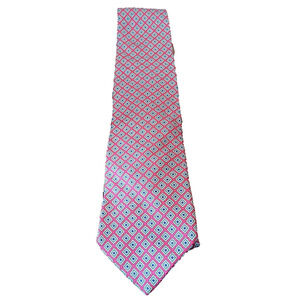 Brooks Brothers Red and Blue Silk Diamond Pattern Geometric Necktie Tie